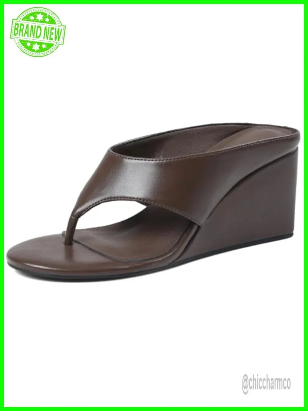 Chunky Wedge Flip Flop Sandals - Open Round Toe Slip On Thong Wedges for Summer